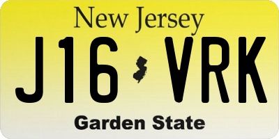NJ license plate J16VRK