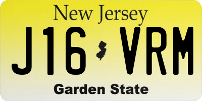 NJ license plate J16VRM