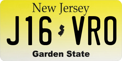 NJ license plate J16VRO