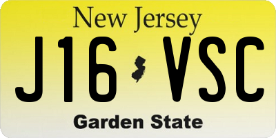 NJ license plate J16VSC