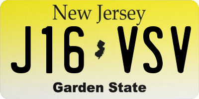 NJ license plate J16VSV
