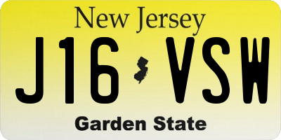 NJ license plate J16VSW