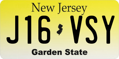 NJ license plate J16VSY