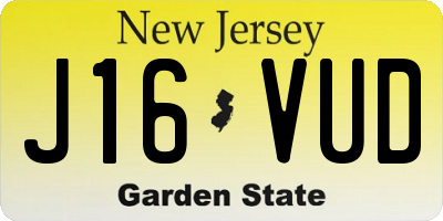 NJ license plate J16VUD