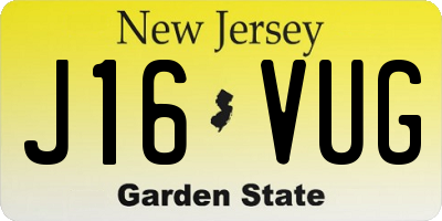 NJ license plate J16VUG