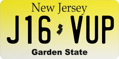 NJ license plate J16VUP