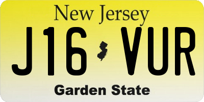 NJ license plate J16VUR