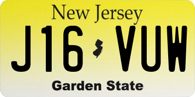 NJ license plate J16VUW