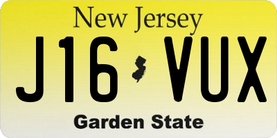 NJ license plate J16VUX