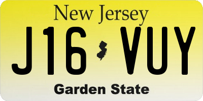 NJ license plate J16VUY