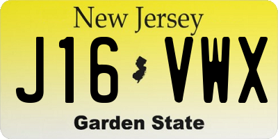 NJ license plate J16VWX