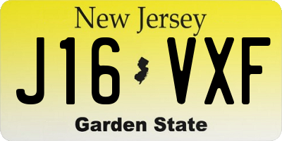 NJ license plate J16VXF