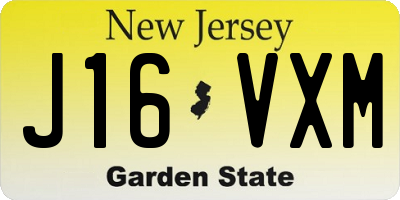 NJ license plate J16VXM