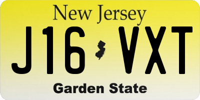 NJ license plate J16VXT
