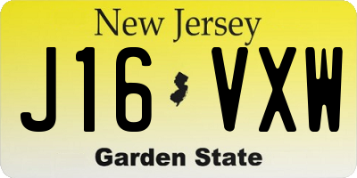NJ license plate J16VXW