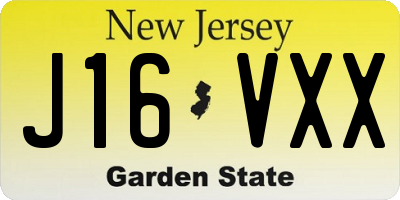 NJ license plate J16VXX