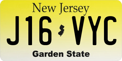 NJ license plate J16VYC