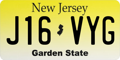 NJ license plate J16VYG