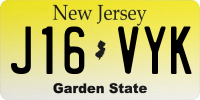 NJ license plate J16VYK