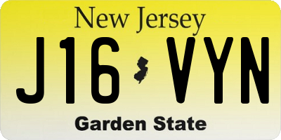 NJ license plate J16VYN