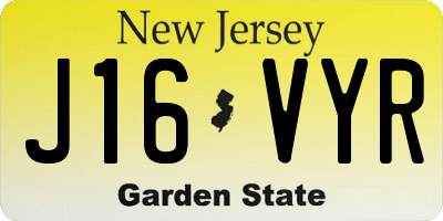 NJ license plate J16VYR