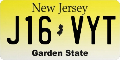 NJ license plate J16VYT
