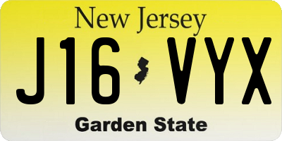 NJ license plate J16VYX