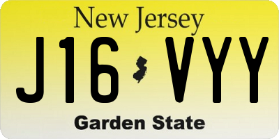 NJ license plate J16VYY