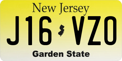 NJ license plate J16VZO