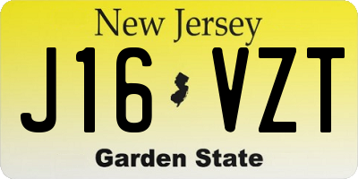 NJ license plate J16VZT