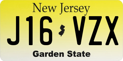 NJ license plate J16VZX