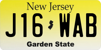 NJ license plate J16WAB