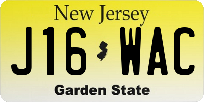 NJ license plate J16WAC