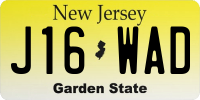 NJ license plate J16WAD