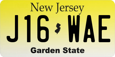 NJ license plate J16WAE