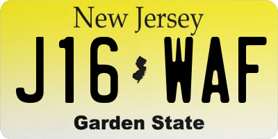 NJ license plate J16WAF