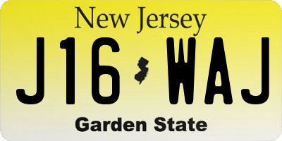 NJ license plate J16WAJ