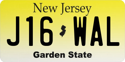NJ license plate J16WAL