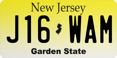 NJ license plate J16WAM