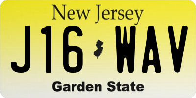 NJ license plate J16WAV