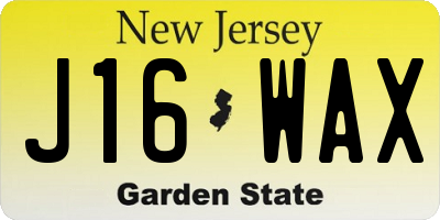 NJ license plate J16WAX