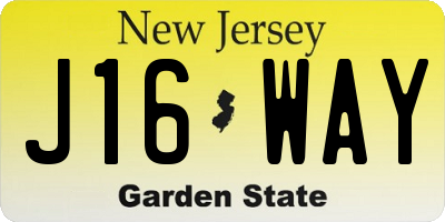 NJ license plate J16WAY