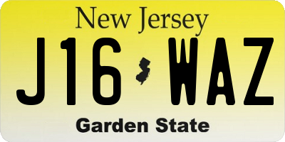NJ license plate J16WAZ