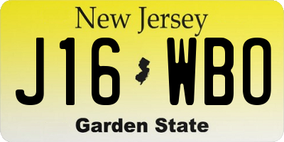 NJ license plate J16WBO