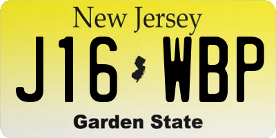 NJ license plate J16WBP