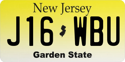 NJ license plate J16WBU