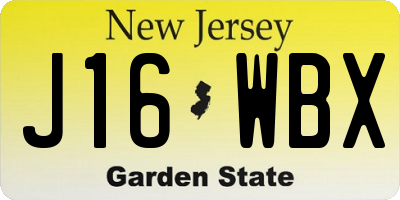 NJ license plate J16WBX