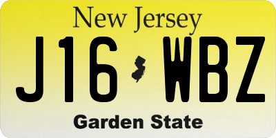 NJ license plate J16WBZ