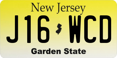 NJ license plate J16WCD