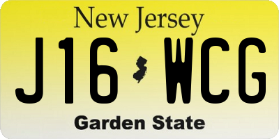NJ license plate J16WCG